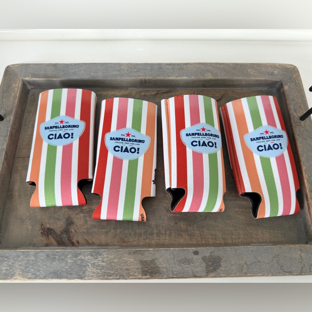 Sanpellegrino Striped Can Coolers slim can Koozies